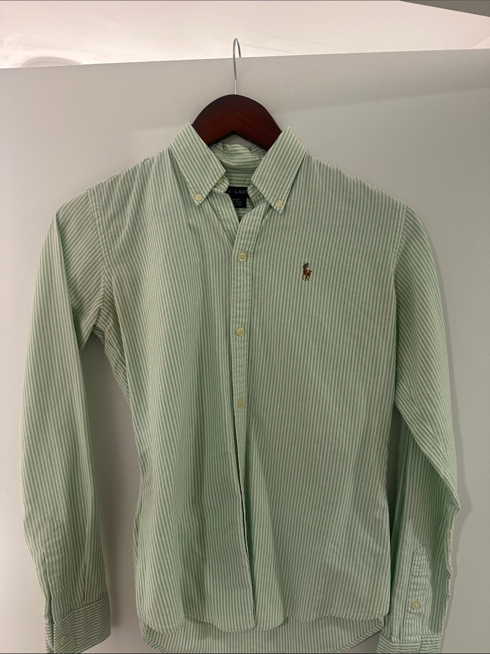 Polo by Ralph Lauren Light Green & White Striped Button-Down Shirt